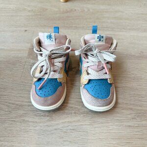 Nike Baby Jordan 1 Mid Sneaker School Shoes in Pink and Blue, Size 7C